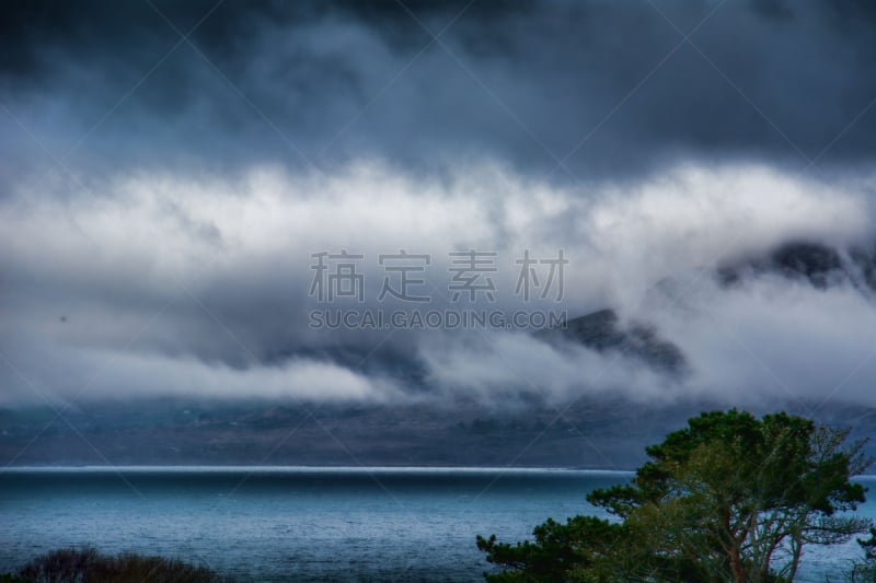 云景,爱尔兰,戈尔韦,班特里海湾,水,天空,美,水平画幅,山,无人