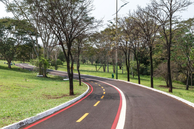 运动跑道,街道,派克大街,骑自行车,铺路石,自然,美,公园,水平画幅,无人