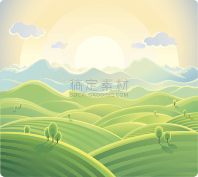 夏天,黎明,地形,天空,美,公园,风,绘画插图,半空中,户外