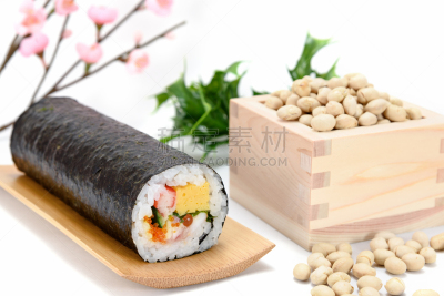 海产,大豆,寿司,枡,烧烤三文鱼,鱼子酱寿司,焦制品,梅花,紫菜,水平画幅