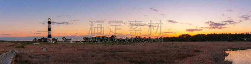 博得岛灯塔,全景,老马海滩,北卡罗来纳,沼泽,天空,水平画幅,无人,时间,户外