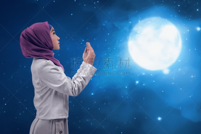 青年女人,神,吉尔巴布,希迦,月光,灵性,夜晚,马来西亚人,月亮,清真寺