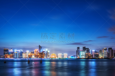 广州,夜晚,城市天际线,杭州,浙江省,水,天空,水平画幅,无人,早晨
