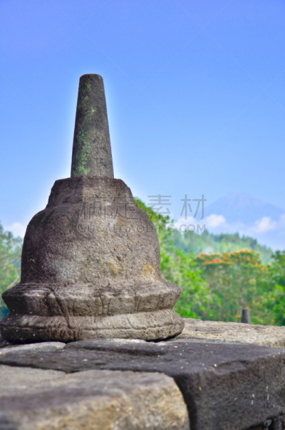 墨拉皮火山,爪哇,婆罗浮屠塔,视角,垂直画幅,建筑,无人,日惹特区,佛塔,火山