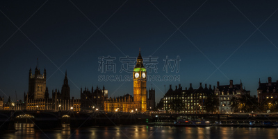 大本钟,夜晚,水平画幅,维多利亚塔,女王,泰晤士河,户外,大伦敦市,摄影