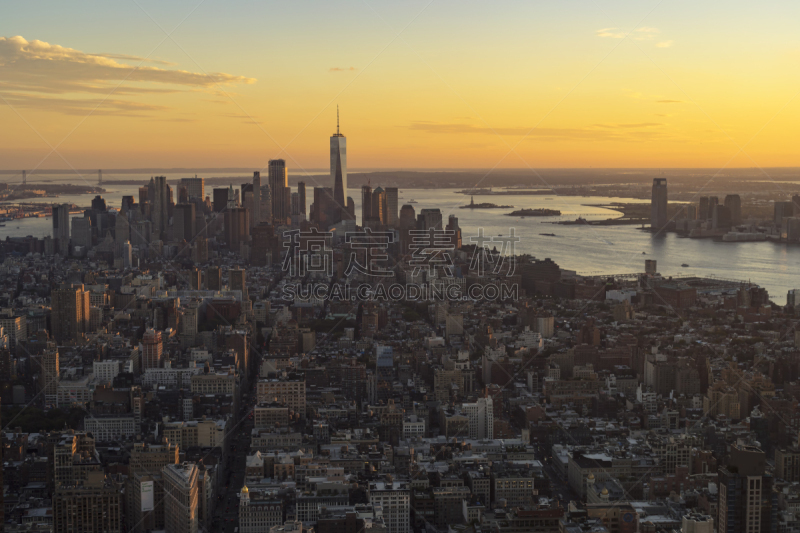 Aerial View Hudson River And Manhattan New York City