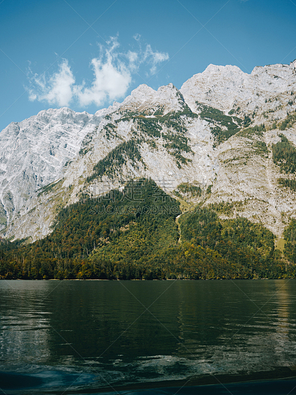 Majestic Alpine landscape with lake Königssee against mountains beautiful sunny day, Bavaria, Germany