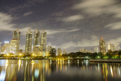 夜晚,曼谷,女王,办公室,水,天空,诗丽吉王后,水平画幅,曙暮光,阴影