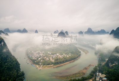 云景,山,农场,航拍视角,在上面,阳朔县,桂林山水,兴平,阳朔,桂林