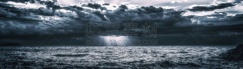 乌云,全景,戏剧性的天空,海景,海洋,背景,冷,在上面,暗色,云景