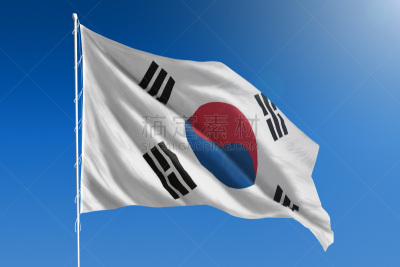 韩国,天空,万里无云,蓝色,风,水平画幅,无人,符号,户外,彩色图片
