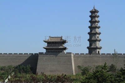 大同,旅游目的地,水平画幅,墙,无人,长城,古城,了望塔,山西省,巨人拱门