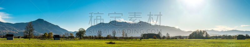 murnauer moos,巴伐利亚,地形,小屋,长椅,黄昏,公园长椅,草,动物,农场