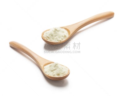 奶粉,塞满了的,木匙,饮料,白色,奶制品,白色背景,背景分离,牛奶,早餐