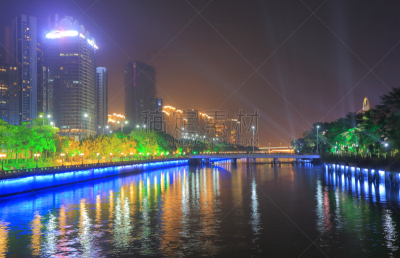 广州,都市风景,夜晚,珠江,商务,现代,著名景点,商业金融和工业,河流,企业园区