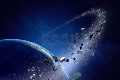 轨道运行,过时的,地球形,太空,垃圾,太阳能电池板,星系,水平画幅,形状,无人