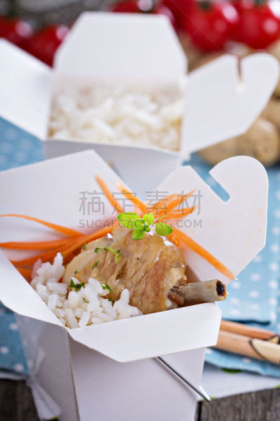 烤的,稻,鸡腿,椰汁,餐具,垂直画幅,格子烤肉,胡萝卜,无人,家禽