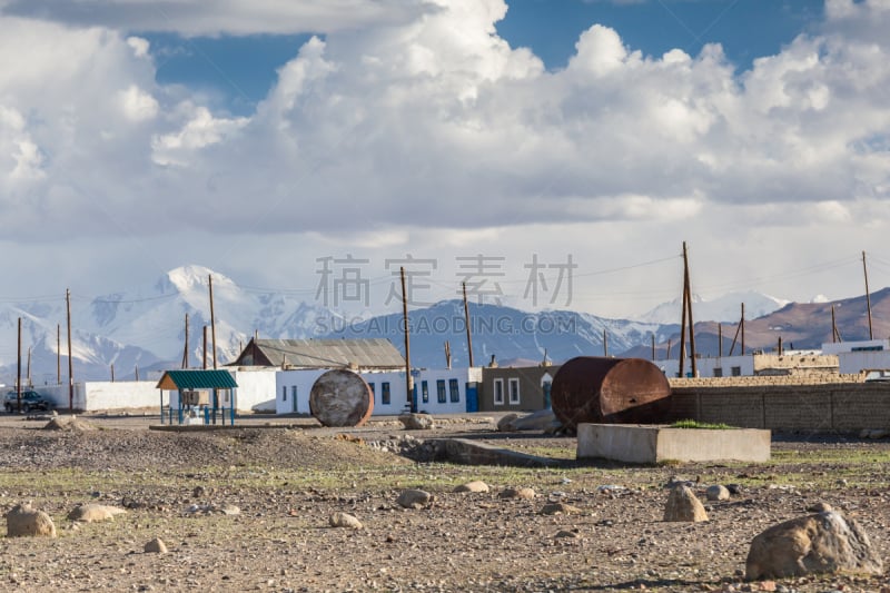 风景,乡村,塔吉克斯坦,美,登山杖,水平画幅,山,旅行者,夏天,石材