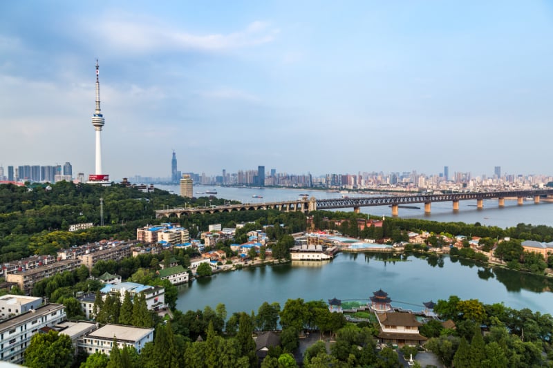 aerial view of wuhan city，china预览效果