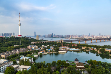 aerial view of wuhan city，china