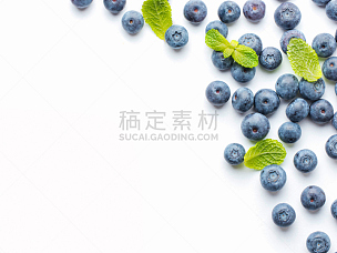 蓝莓,分离着色,白色背景,留白,水平画幅,高视角,素食,无人,生食,膳食