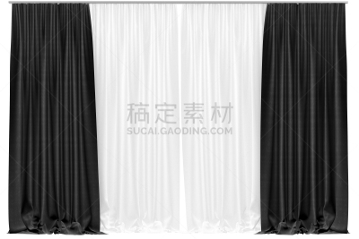 窗帘,分离着色,白色背景,幕布,窗户,水平画幅,纺织品,华贵,缎子,无人