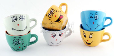 咖啡杯,茶树,水平画幅,绘画插图,茶碟,组物体,饮料,特写,商业厨房,现代