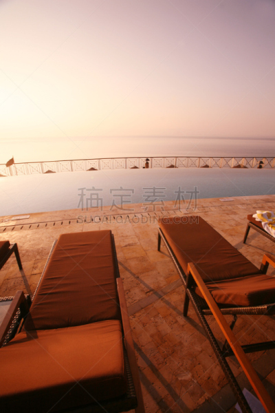 游泳池,两只动物,2008,垂直画幅,水,天空,留白,褐色,度假胜地,沙滩椅