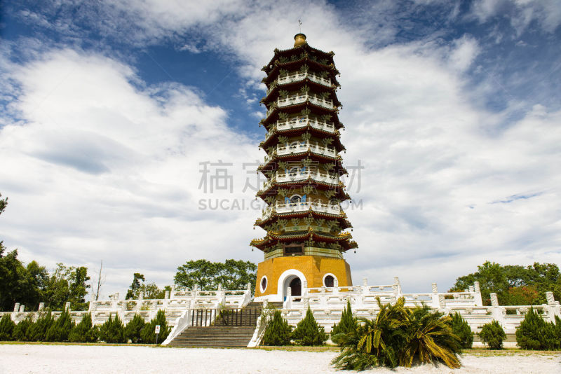 宝塔,自然美,八边形,纪念碑,天空,水平画幅,山,无人,符号,古老的