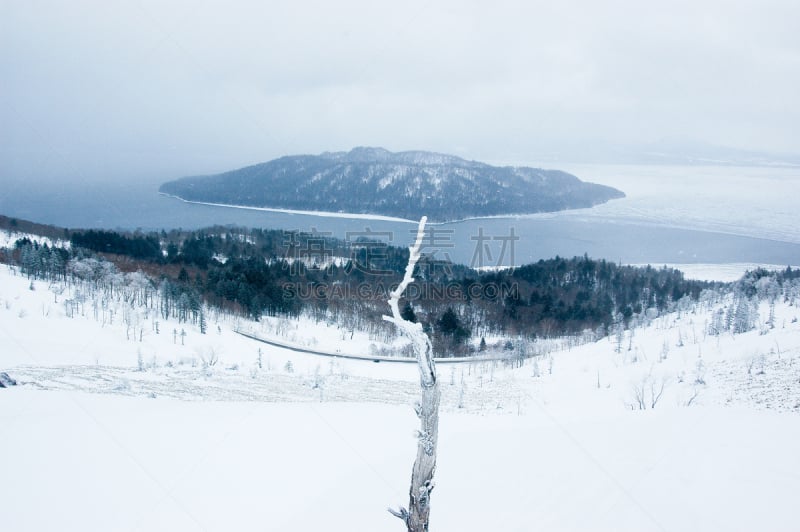 屈斜路湖,山口,北海道,日本,冬天,弟子屈,自然,寒冷,水平画幅,地形