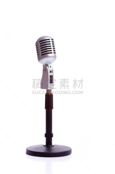 麦克风,白色,过时的,噪声,白色背景,古老的,一个物体,传声器架,无线电通信装置,垂直画幅