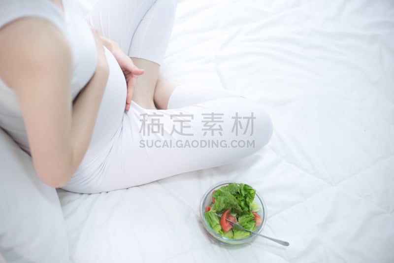 沙拉,健康食物,蔬菜,肚子,女人,羊毛帽,营养品,产前护理,仅女人