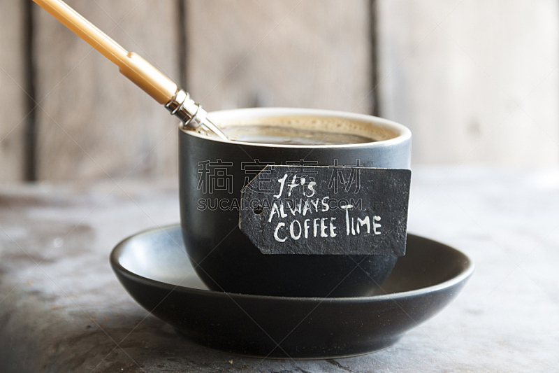 咖啡杯,水平画幅,无人,茶碟,标签,文字,饮料,咖啡,黑色,2015年