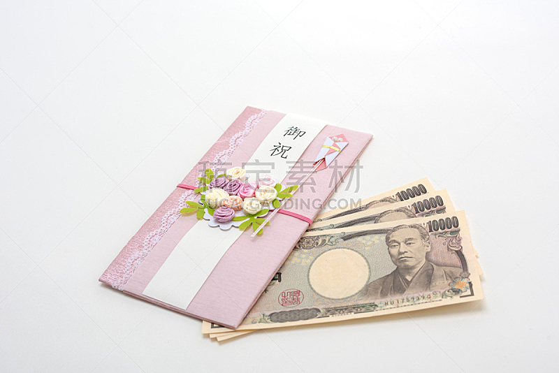 日式红包,水引线,1万日元,钞票卷,留白,水平画幅,无人,信封,成品,儿童