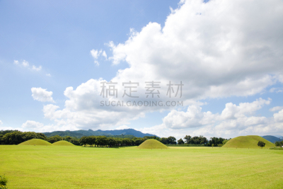 坟墓,庆州市,过去,平衡折角灯,自然,世界遗产,云,图像,草,著名景点