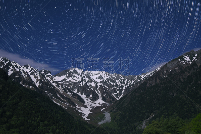 星星,山,中部山岳国立公园,飞驒山脉,星迹,银河系,星座,纪念碑,天空,美