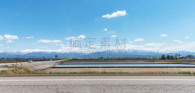 富山,山脉,风景,帕纳若玛山庄,小农地,富山县,飞驒山脉,北陆地区,稻田,天空