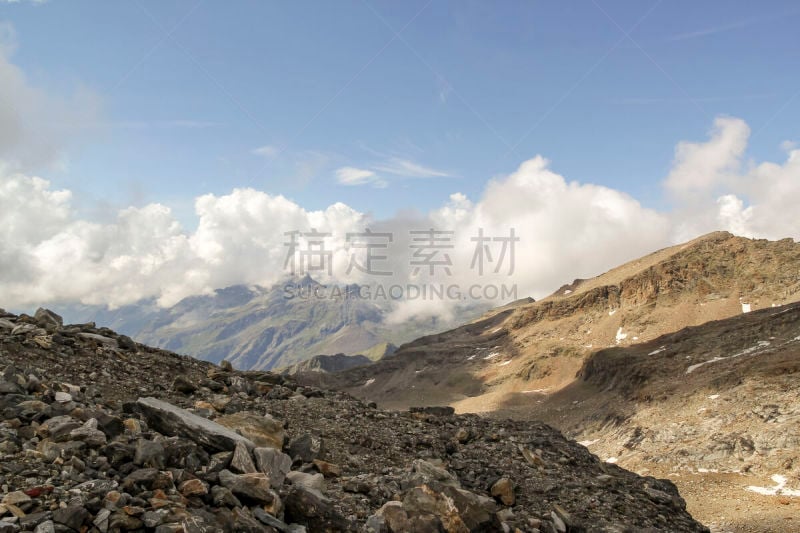 冰河,莫堤玫瑰山,小屋,格雷索,瑞士阿尔卑斯山,尚波吕克,奥斯塔山谷,湖,岩石,夏天