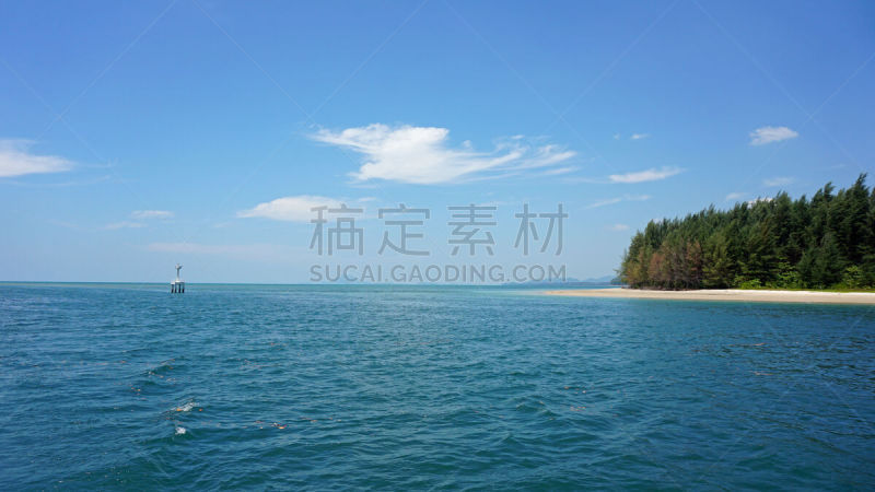 蓝塔岛,海岸线,奥南湾,水平画幅,岩石,无人,蓝色,夏天,户外,泰国