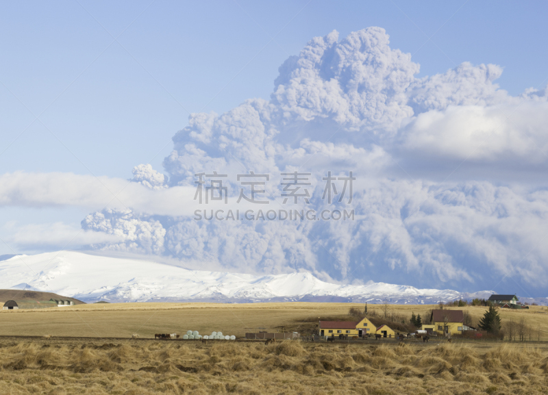 冰岛国,火山,eyjafjallajokull glacier,冰岛中南部,天空,水平画幅,山,雪,无人,户外