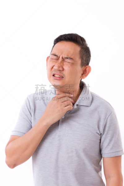 痛苦,男人,喉咙痛,垂直画幅,身体受伤,头痛,喉咙,中老年男人,人的脸部,成年的