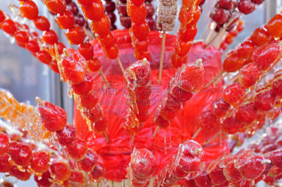 葫芦,糖,溜冰场,水平画幅,婚礼,水果,人,蜜饯,特写,山楂