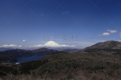 箱根园,芦之湖,山,富士山,箱根湿地植物园,富士箱根伊豆国立公园,观光船,天空,水平画幅,雪