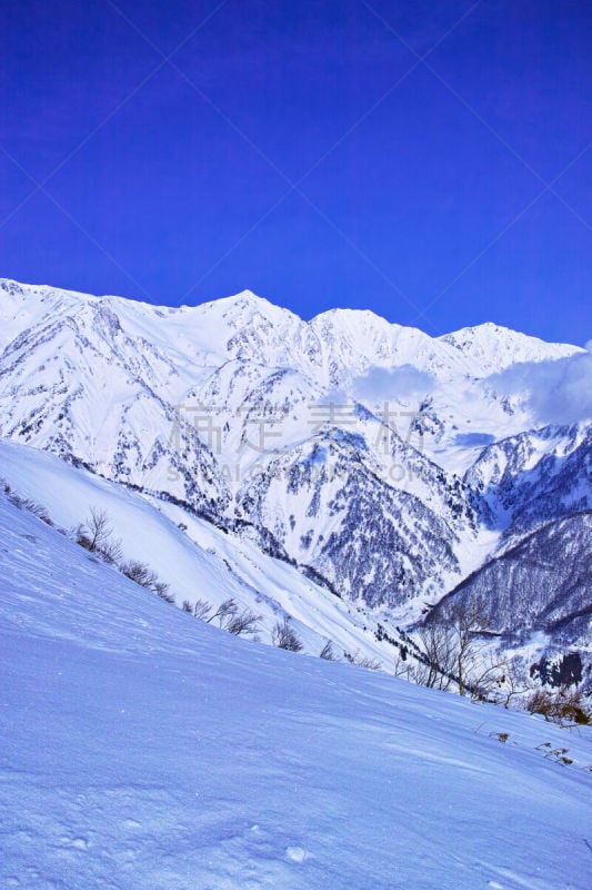 冬天,白马,美山,白马三山,长野县,深雪,雪山,垂直画幅,雪,无人