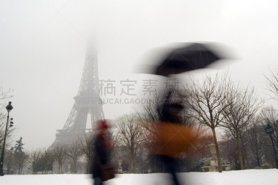 埃菲尔铁塔,天空,公园,水平画幅,雪,美人,户外,白色,国际著名景点,彩色图片