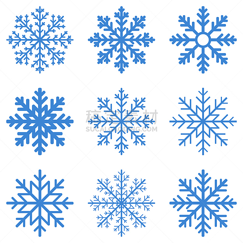 冬天,雪花,形状,雪,无人,绘画插图,符号,组物体,冰晶