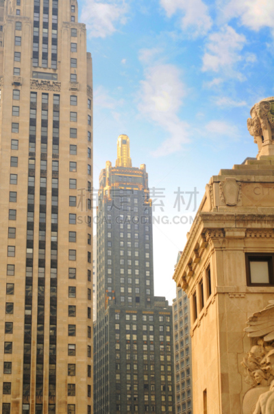 建筑,芝加哥市,金叶,垂直画幅,纪念碑,天空,无人,复杂,花岗岩,彩色图片