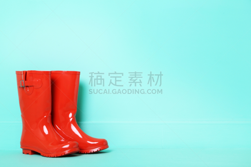 红色,雨鞋,绿色背景,靴子,鞋子,一对,木制,园艺,脚 ,新的