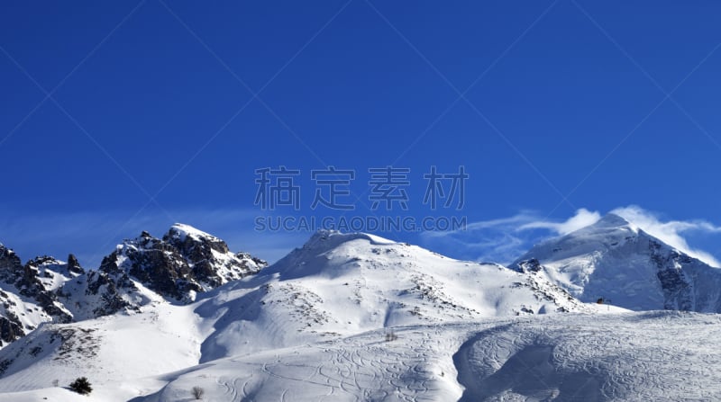 滑雪坡,雪板,痕迹,山,全景,滑雪雪橇,非滑雪场地的滑雪,天空,水平画幅,云