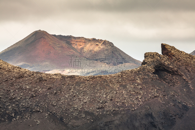 兰萨罗特岛,timanfaya national park,岛,火山地形,金丝雀,褐色,水平画幅,大西洋群岛,旅行者,户外